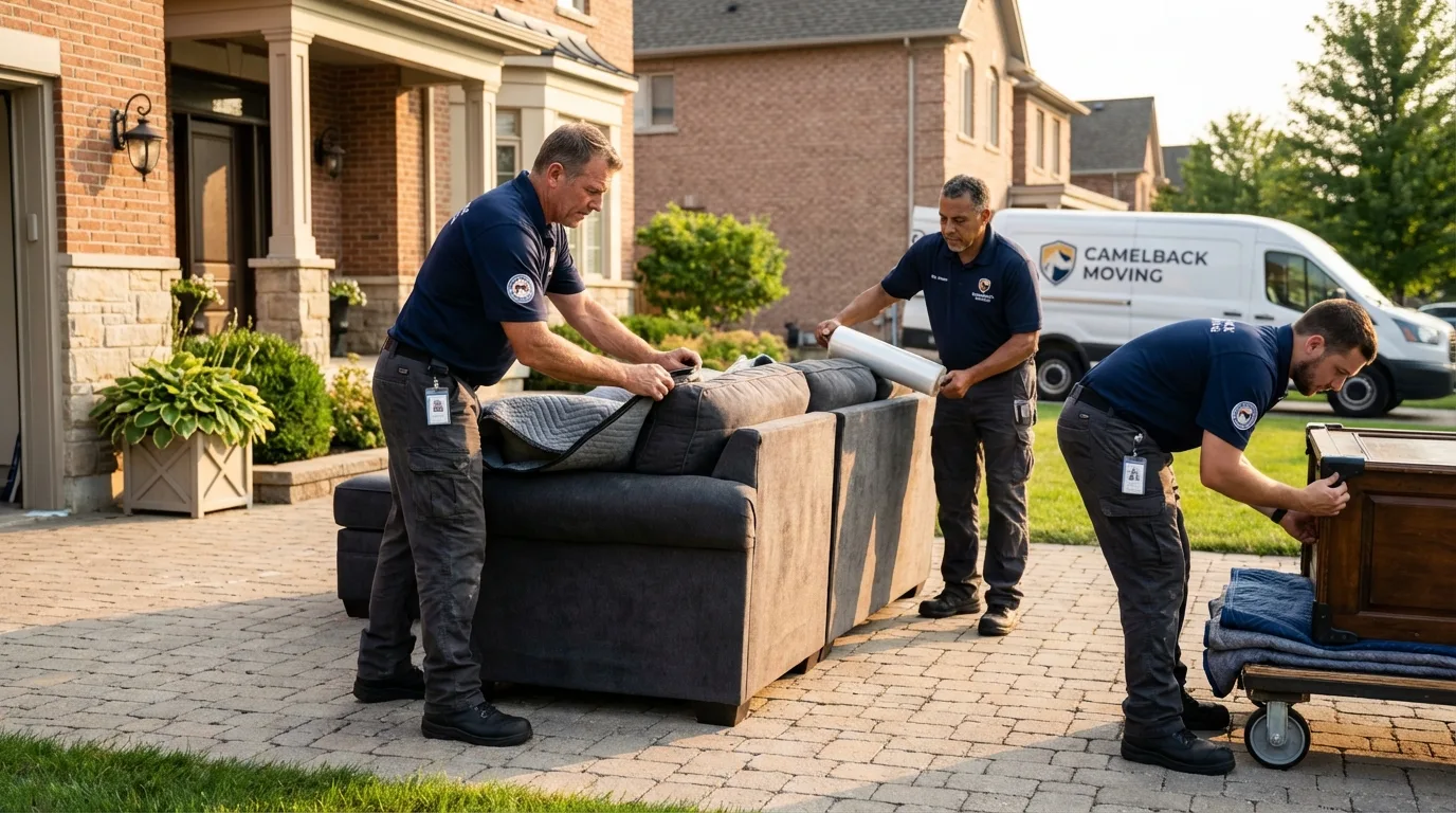 Large estate moving crew wrapping furniture in Boyceville, WI