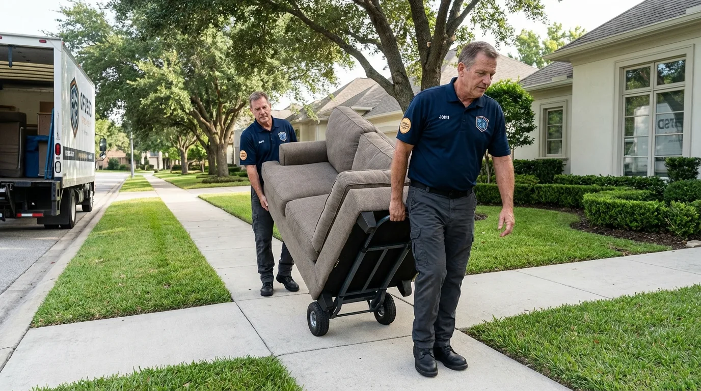 Local residential moving crew loading furniture in Boyceville, WI